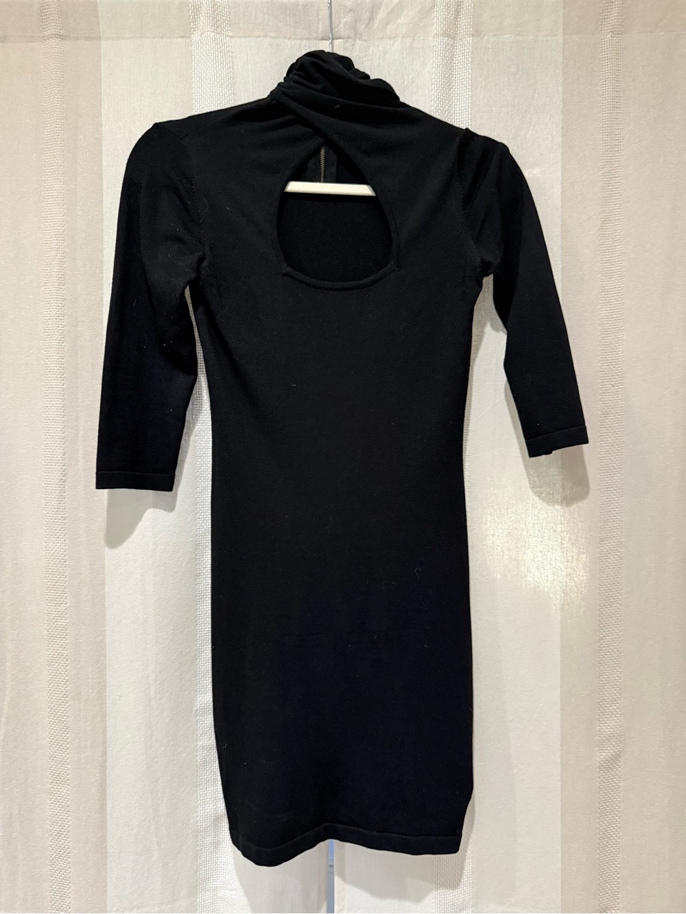 bebe Black Mini Knit Dress Turtleneck w/ Keyhole Detail Size XS